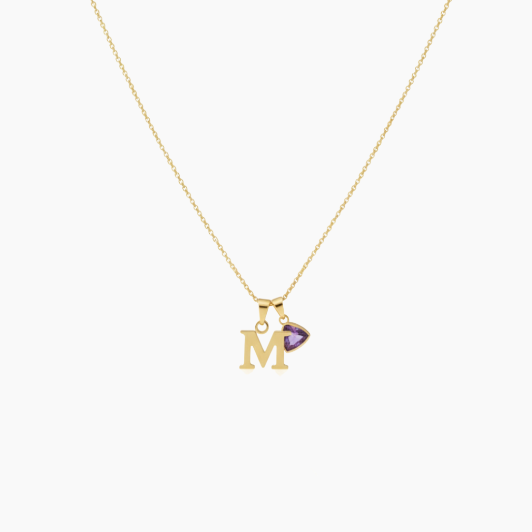 Collar con Inicial & Birthstone Charm