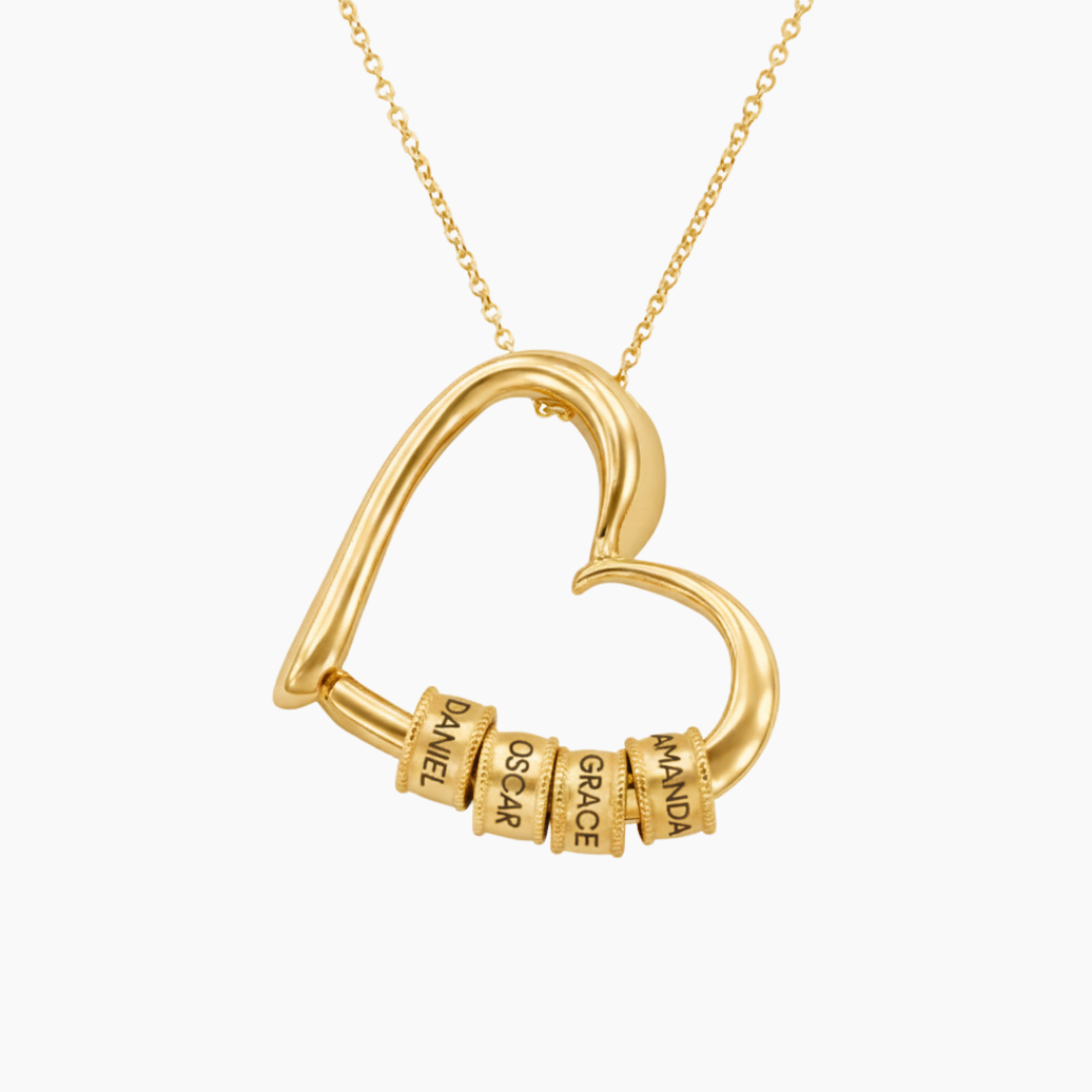 CHARMING HEART COLLAR CON BEADS GRABADAS