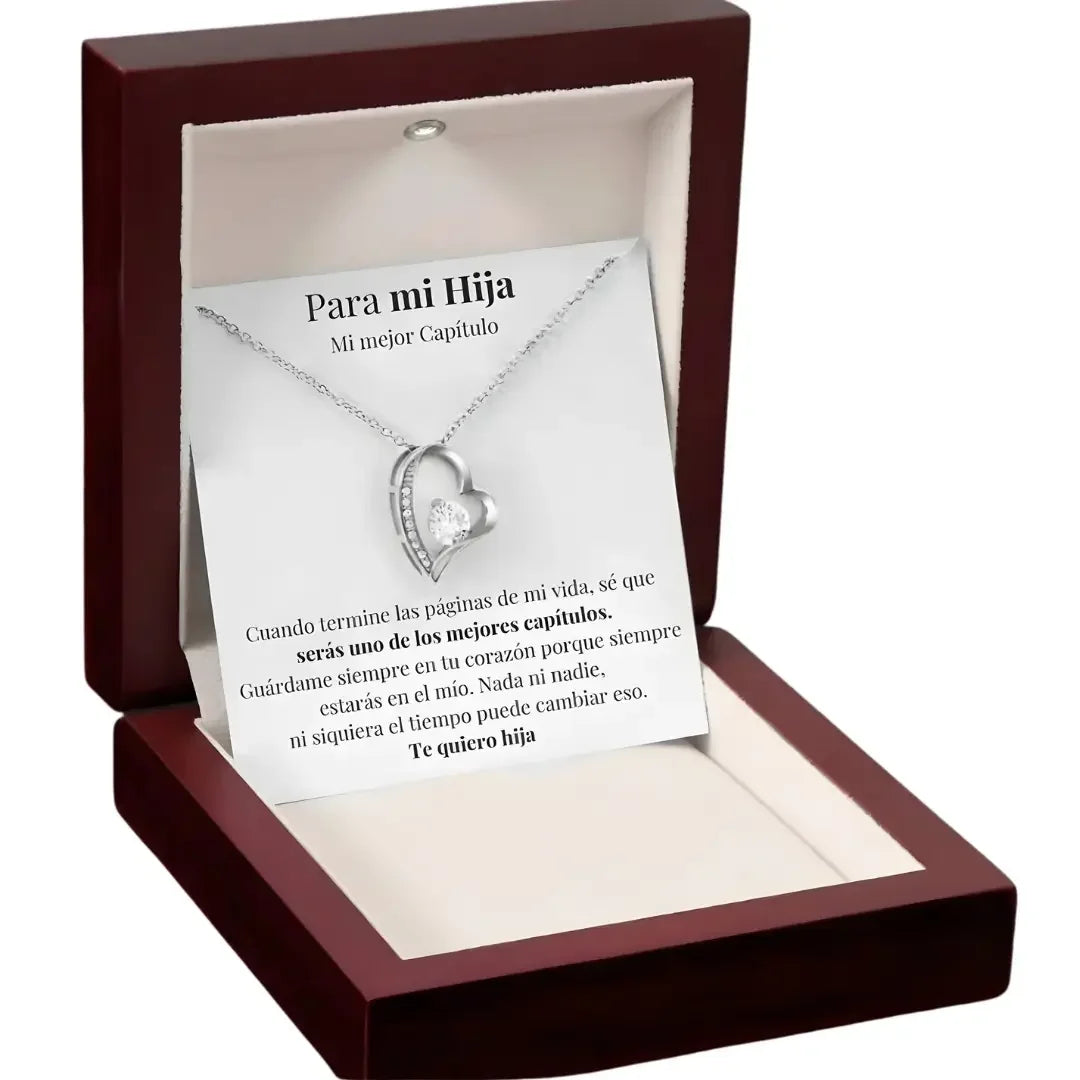 COLLAR AMOR-ETERNO PLATA PARA MI HIJA (CON CARTA ESPECIAL)