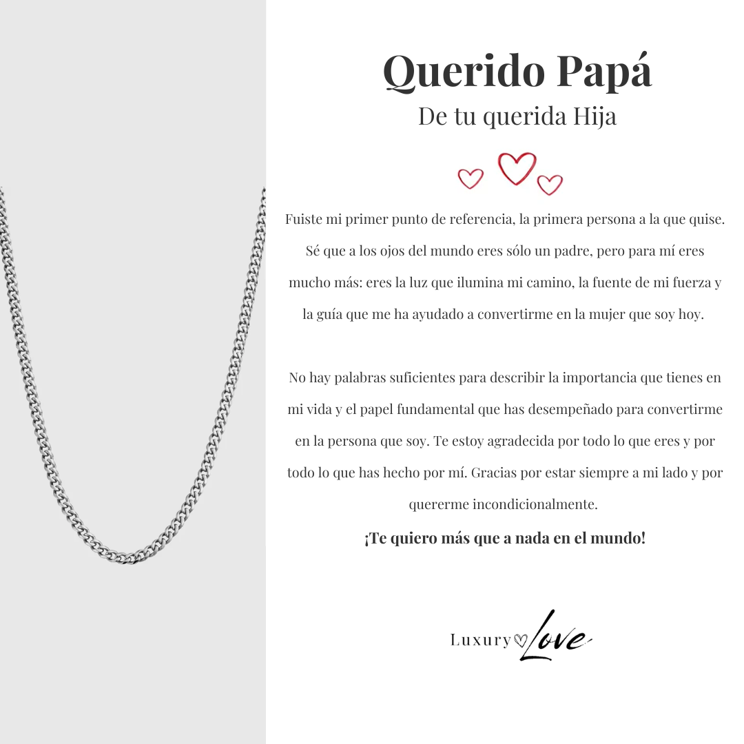 Collar Cuban Style® Plateado para mi Padre (con carta dedicada a escoger)