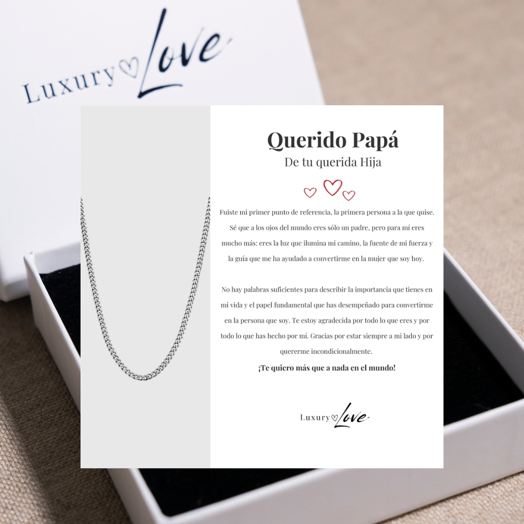 Collar Cuban Style® Plateado para mi Padre (con carta dedicada a escoger)