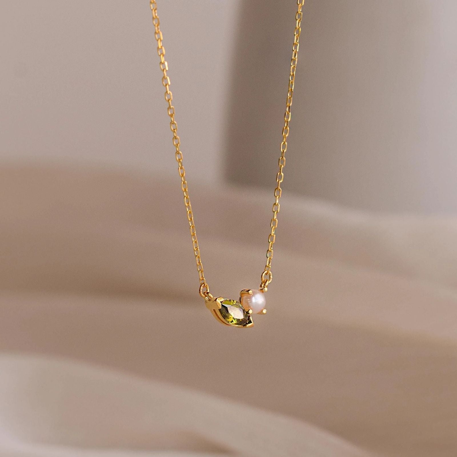 Collar Marquise Birthstone & Pearl