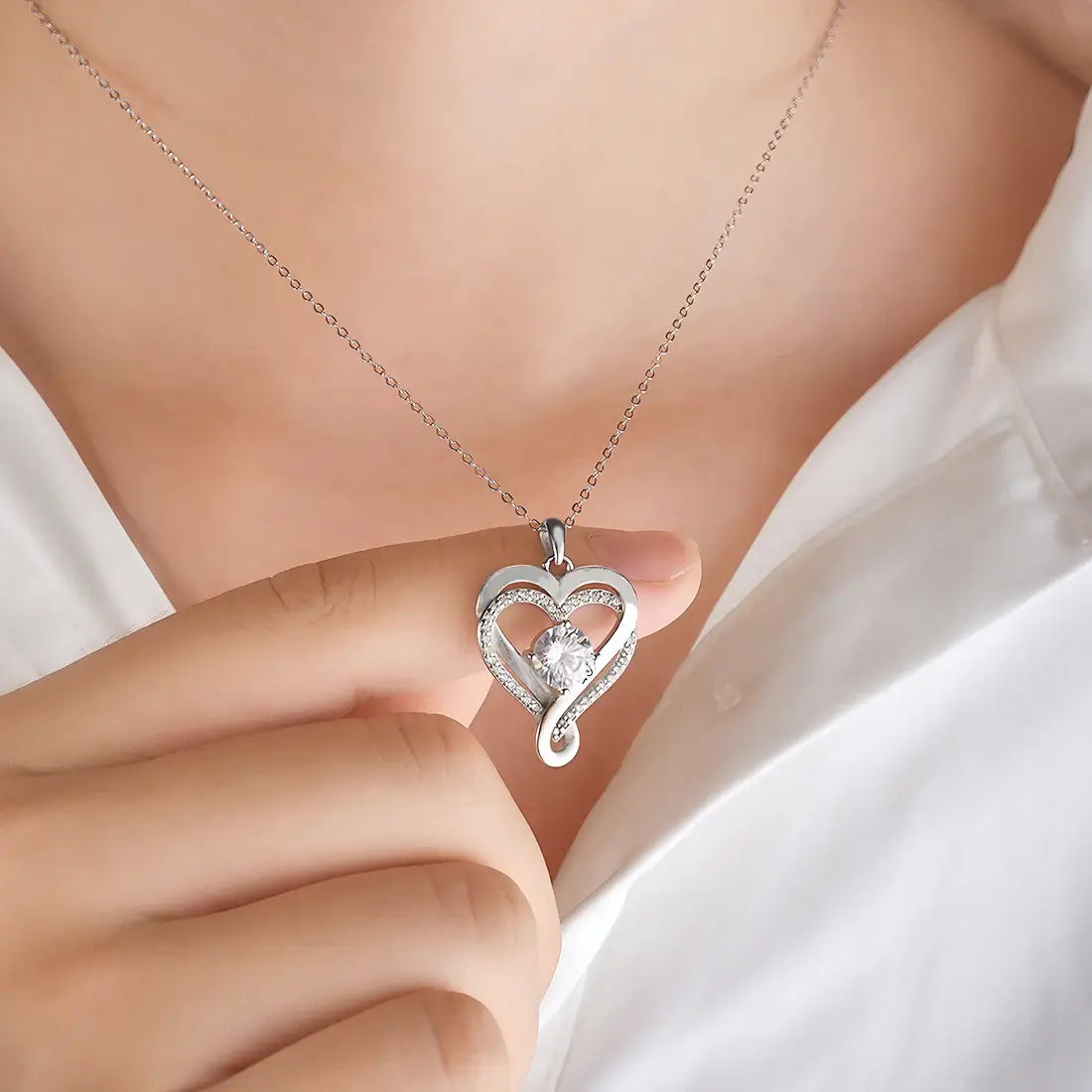 "A MI ESPOSA" COLLAR CORAZÓN PARA SIEMPRE EN PLATA PURA