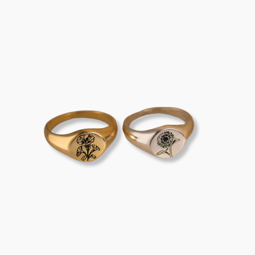 Anillo Signet Birth Flower