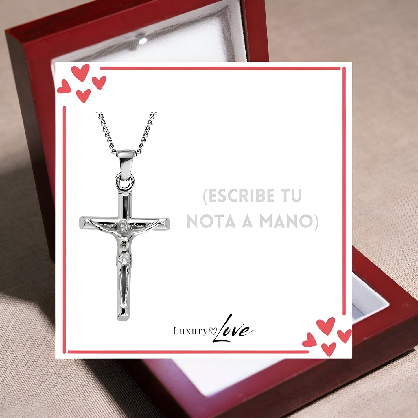 Collar Cruz® - Para mi Hijo (con nota dedicada y caja de madera con luz)