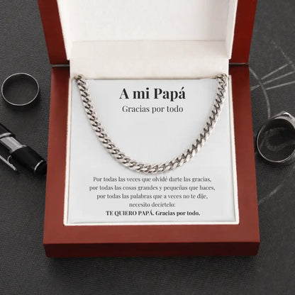 Collar Cuban Style® Plateado para mi Padre (con carta dedicada a escoger)