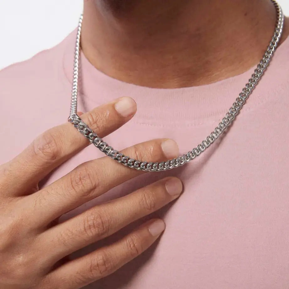 Collar Cuban Style® Plateado para mi Padre (con carta dedicada a escoger)