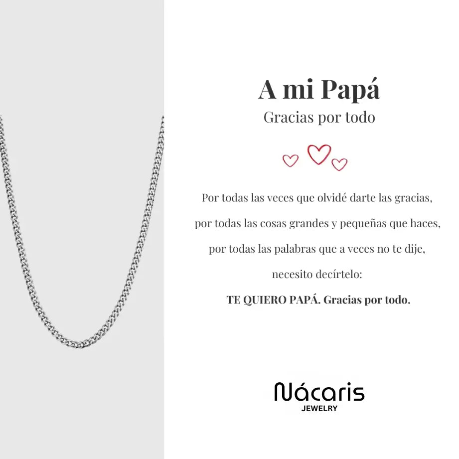 Collar Cuban Style® Plateado para mi Padre (con carta dedicada a escoger)