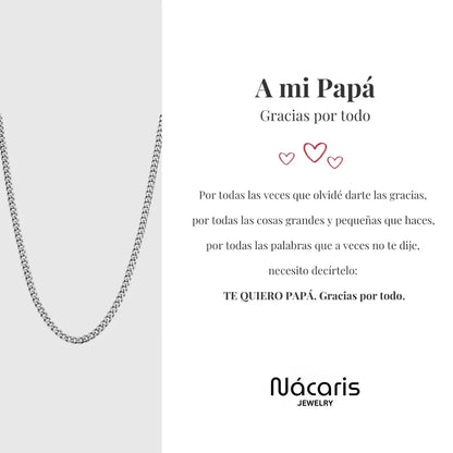 Collar Cuban Style® Plateado para mi Padre (con carta dedicada a escoger)