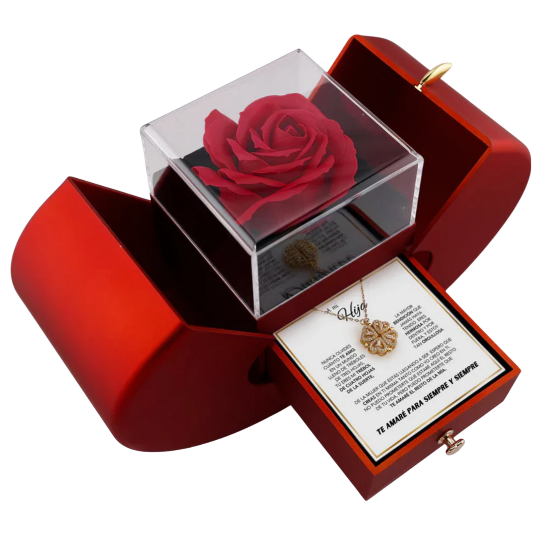 REGALO ÚNICO - ROSA ETERNA Y COLLAR "A MI HIJA"