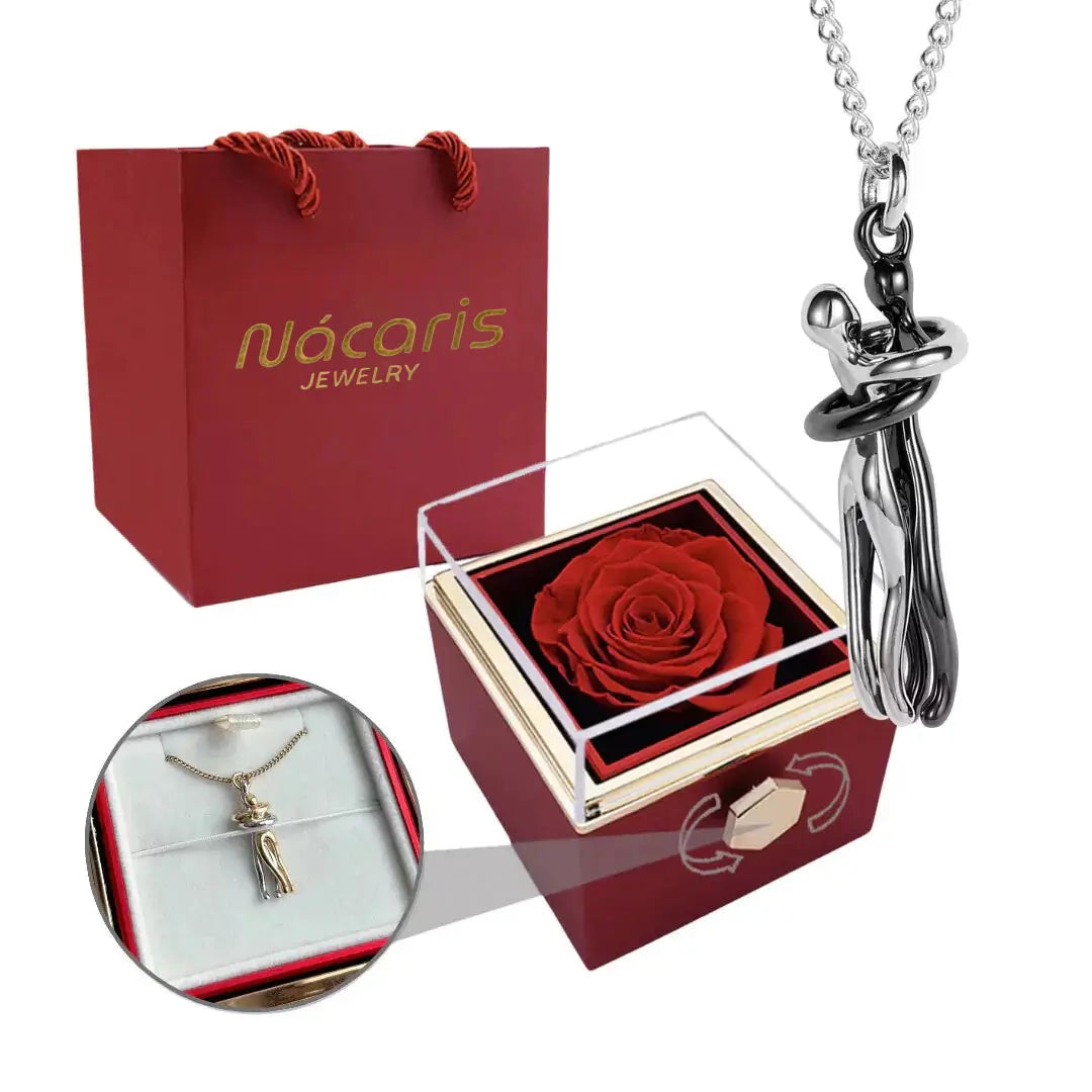 COLLAR ABRAZO ETERNO CON ROSA ETERNA – EDICIÓN REGALO