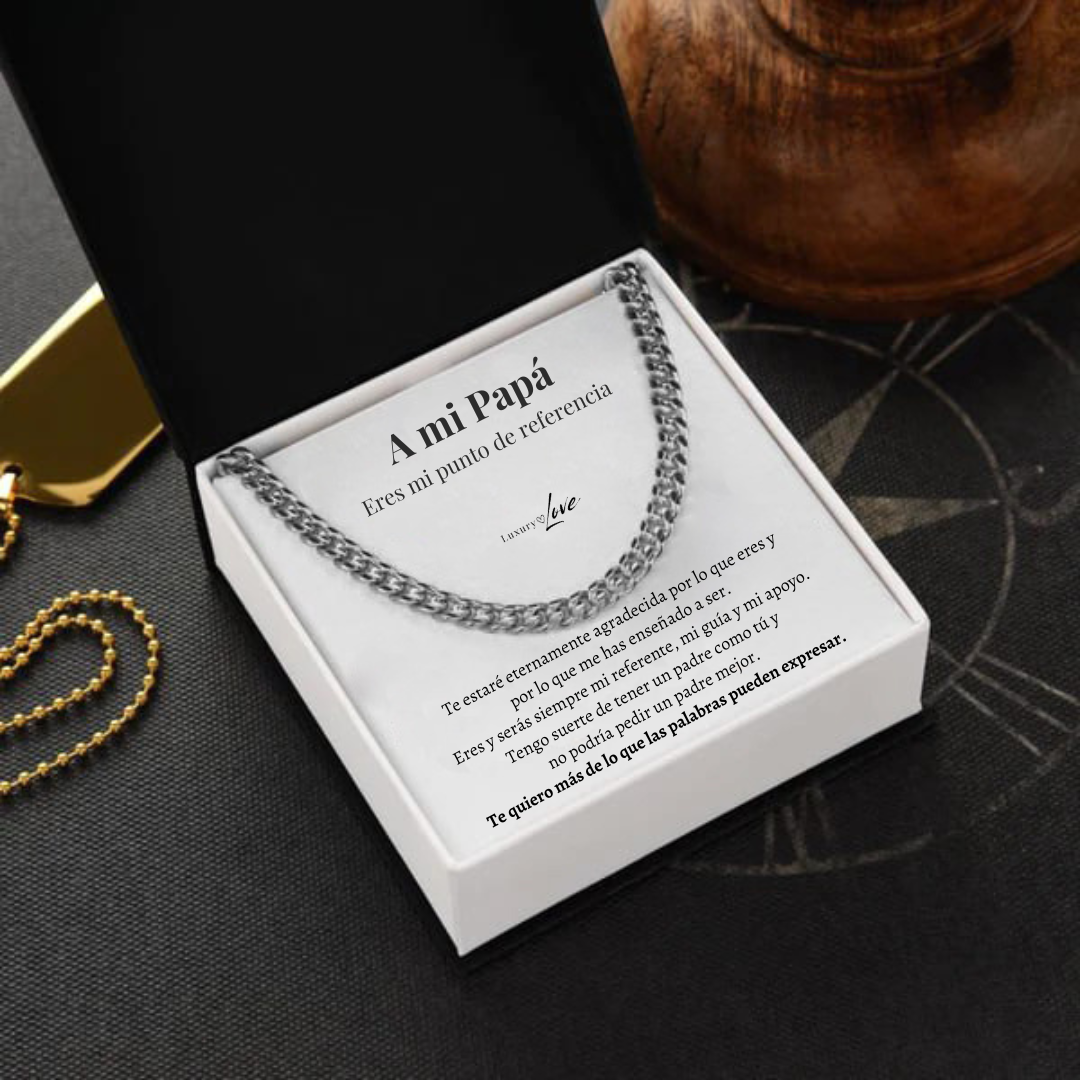 Collar Cuban Style® Plateado para mi Padre (con carta dedicada a escoger)