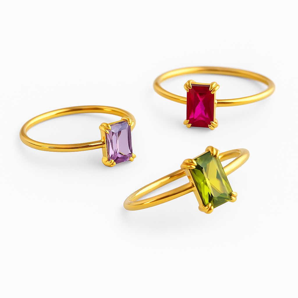 Anillo Emerald Cut Birthstone