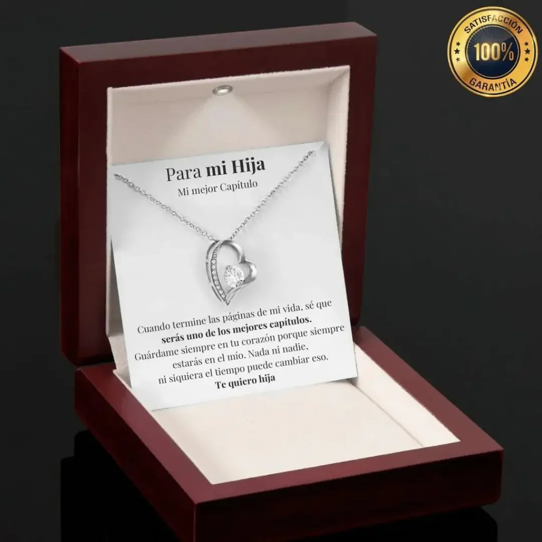 COLLAR AMOR-ETERNO PLATA PARA MI HIJA (CON CARTA ESPECIAL)