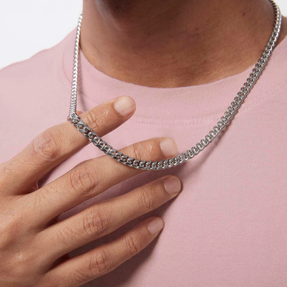 Collar Cuban Style® Plateado para mi Hombre (con carta dedicada y Caja con Luz)