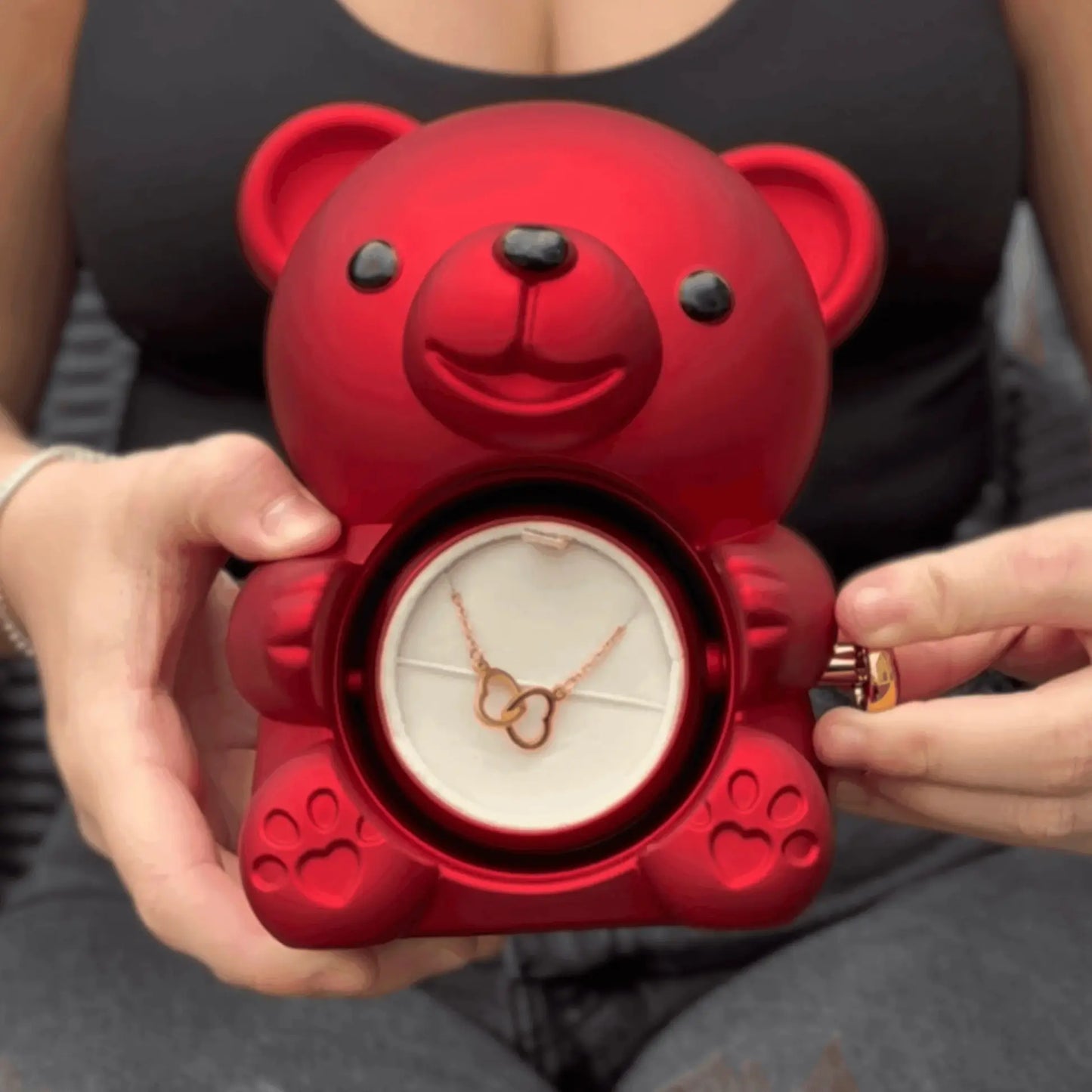 Oso de Rosa Eterna y Collar Personalizado