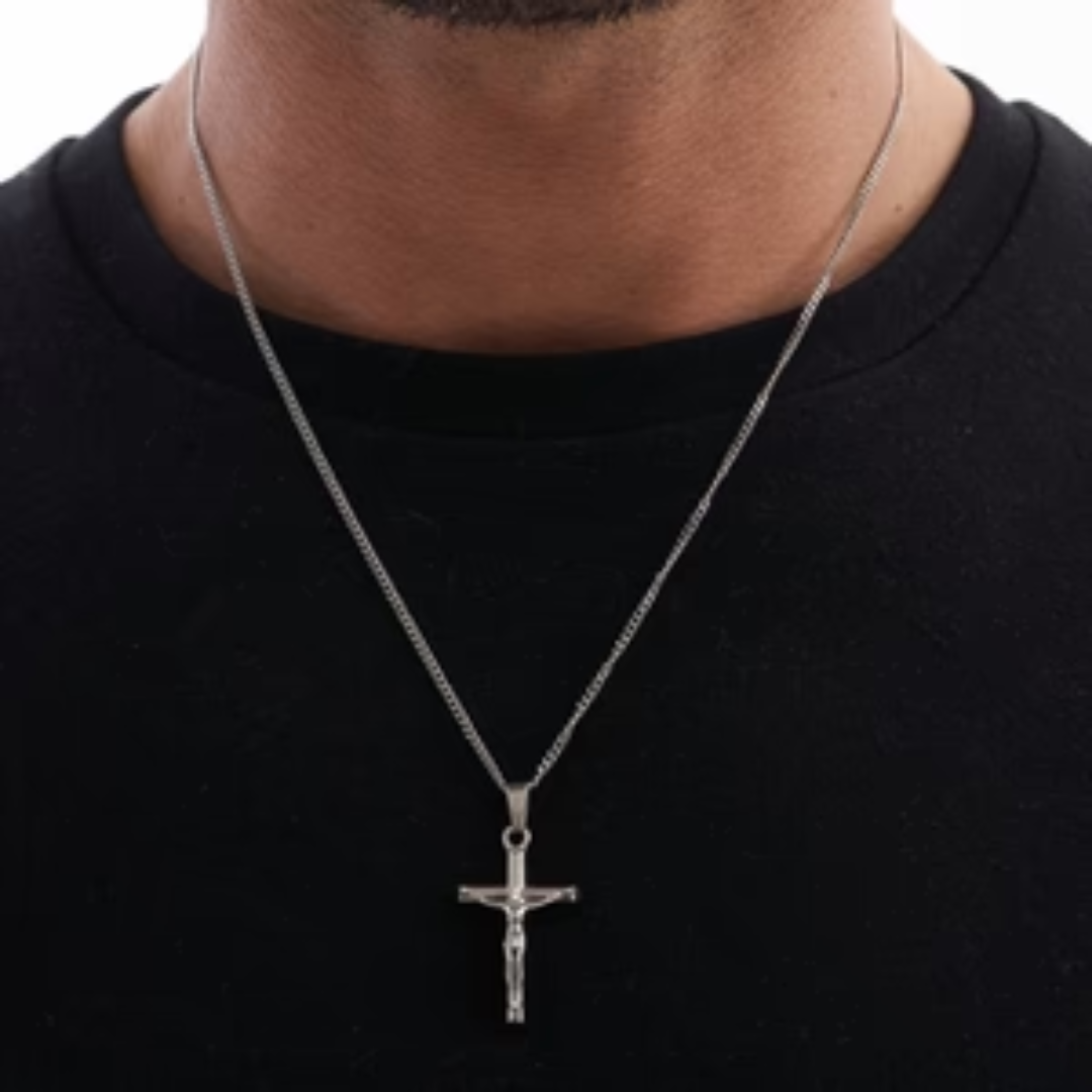 Collar Cruz® - Para mi Hijo (con nota dedicada y caja de madera con luz)