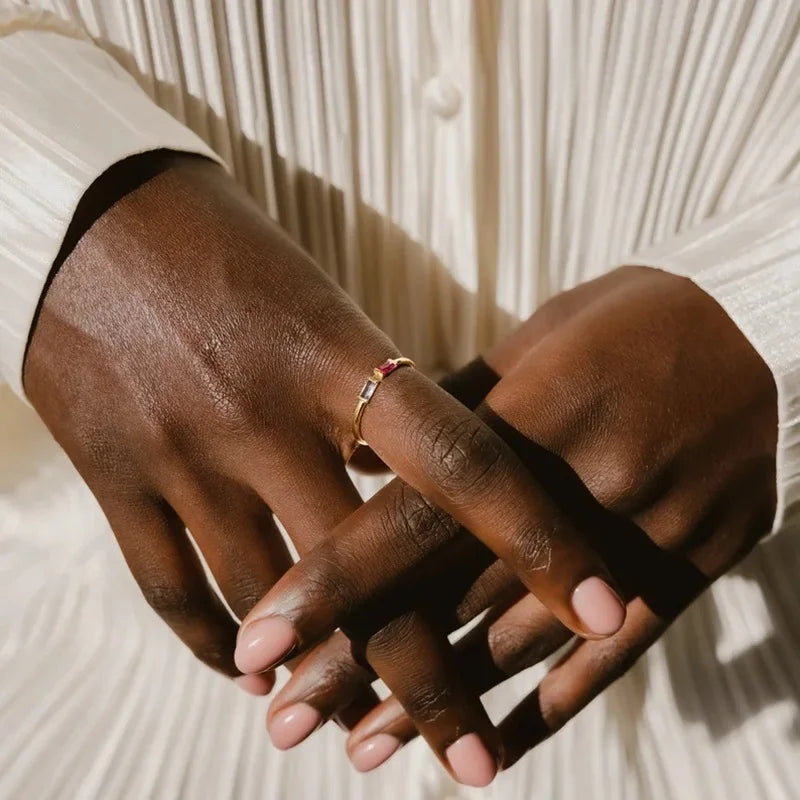 Anillo Duo Baguette Birthstone