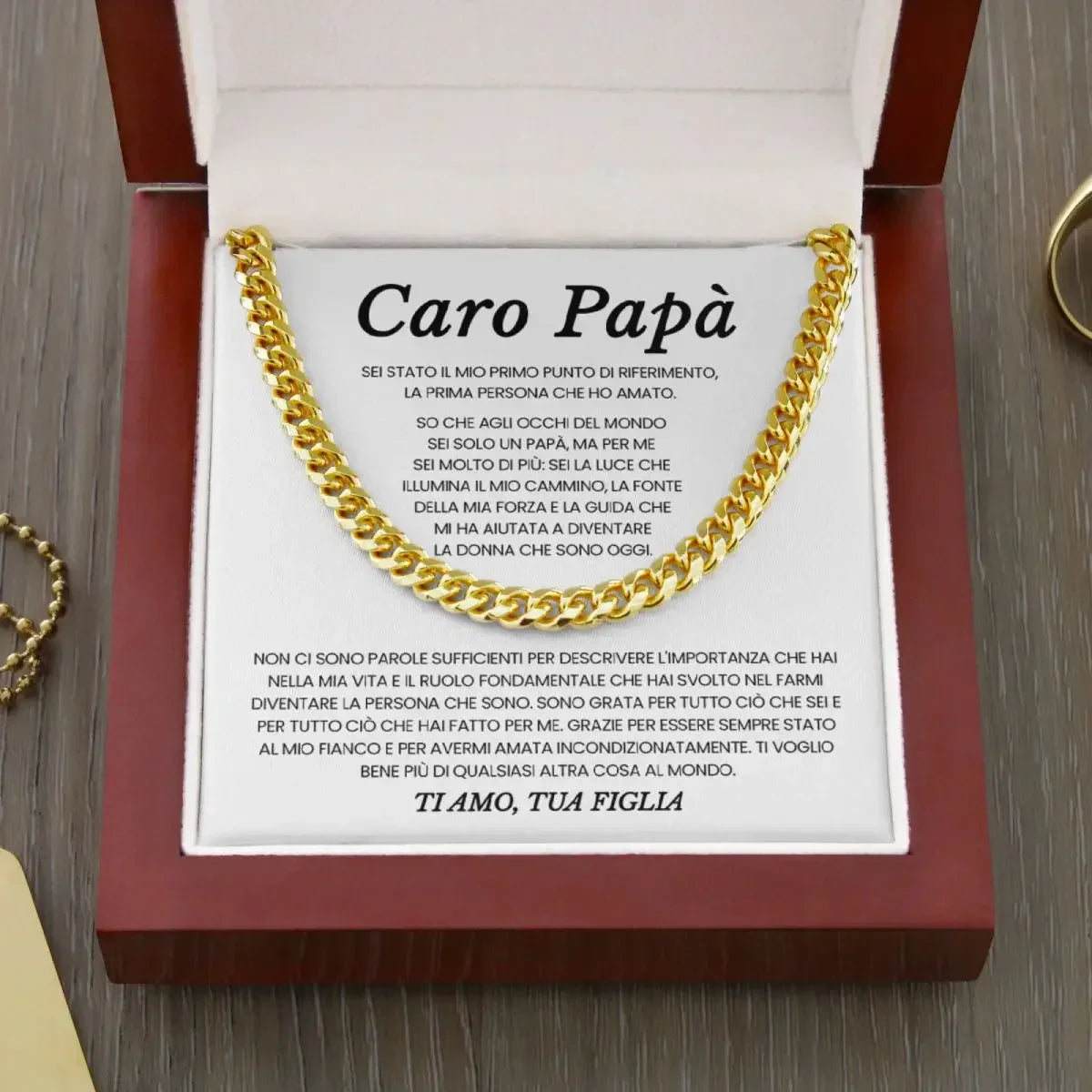 COLLAR CUBAN STYLE  DORADO PARA MI PADRE (CON CARTA DEDICADA )