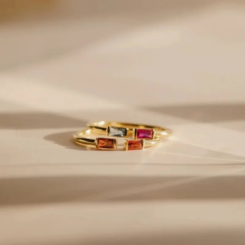 Anillo Duo Baguette Birthstone