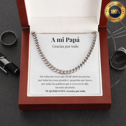 Collar Cuban Style® Plateado para mi Padre (con carta dedicada a escoger)