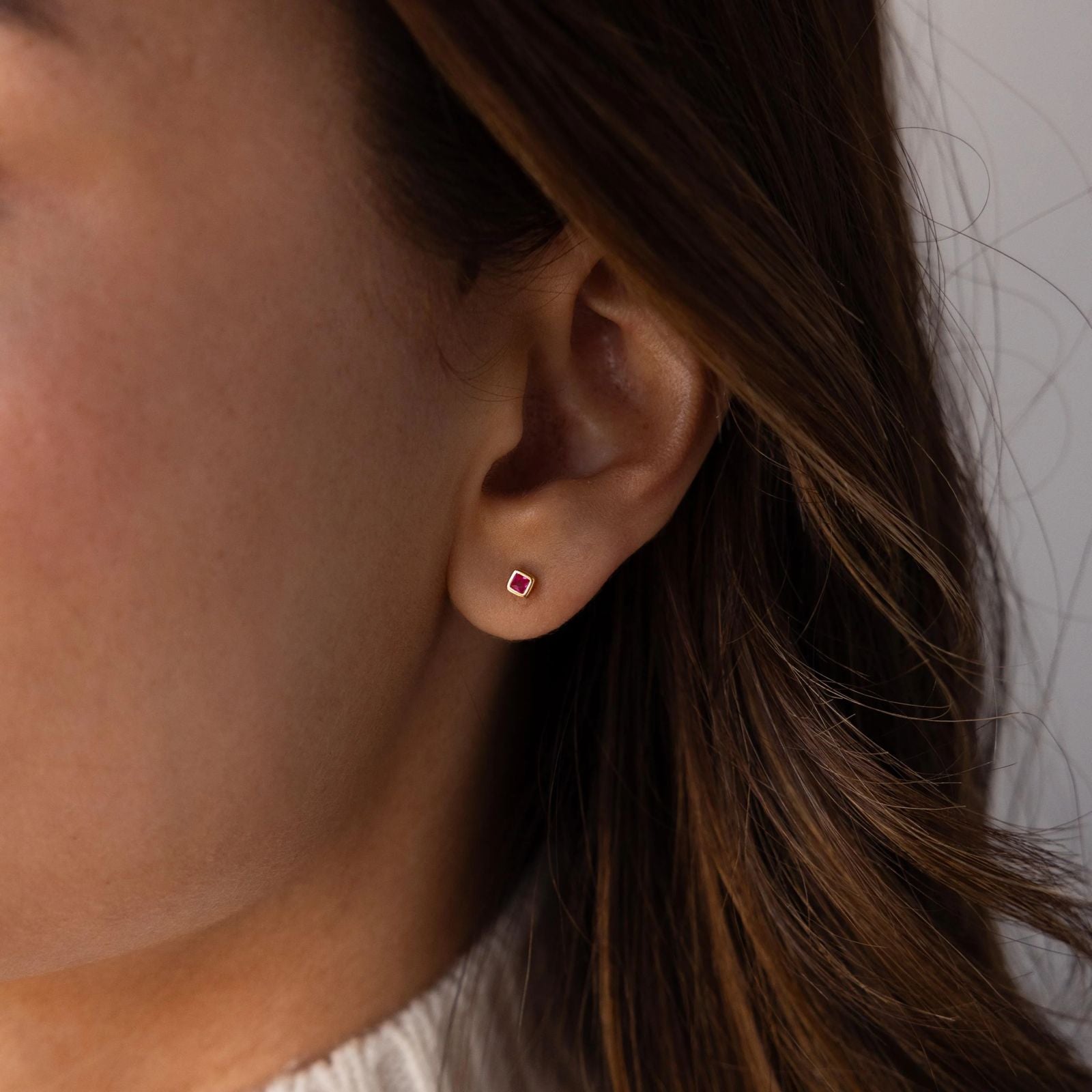 Pendientes Flatback Square Birthstone