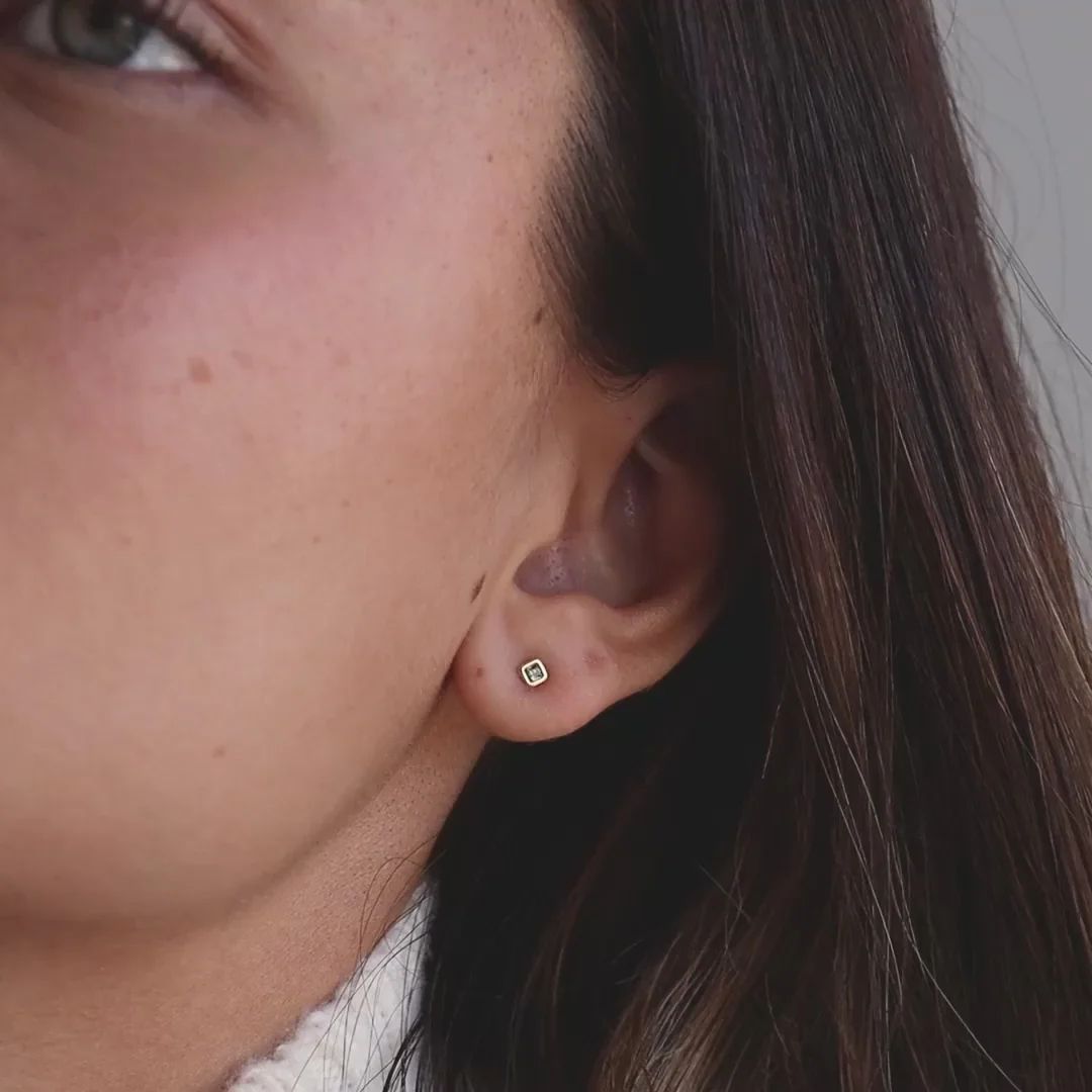 Pendientes Flatback Square Birthstone
