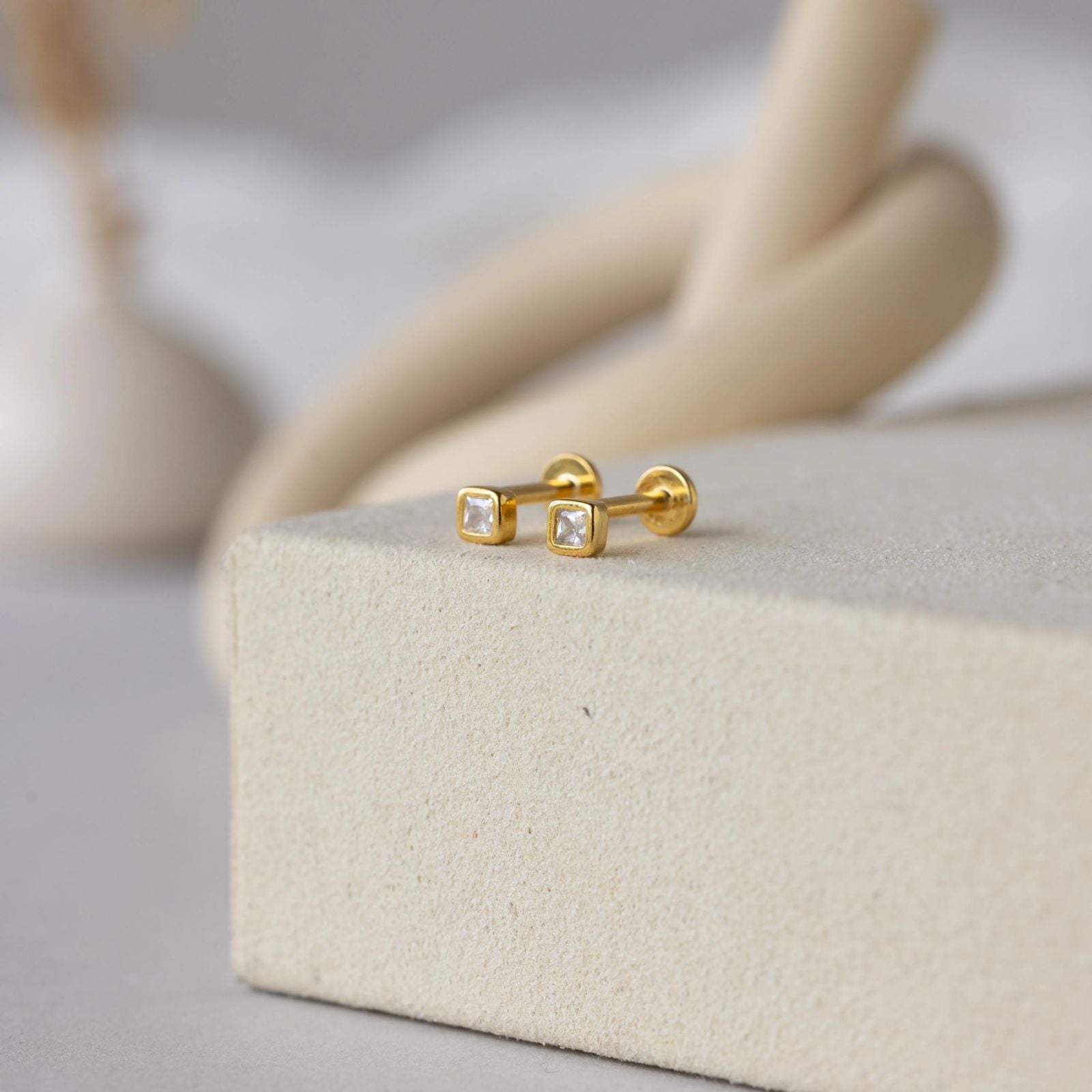 Pendientes Flatback Square Birthstone