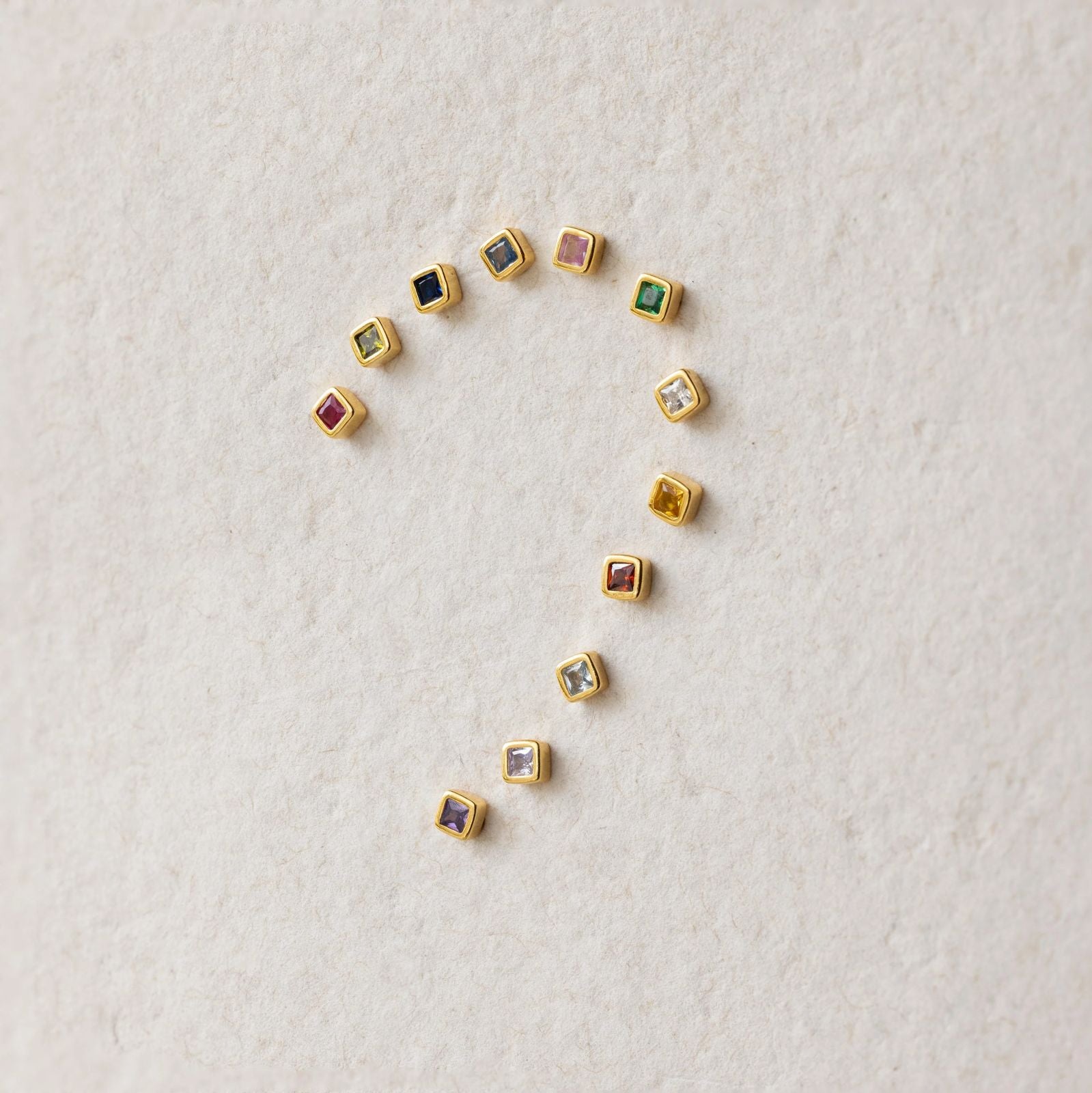 Pendientes Flatback Square Birthstone