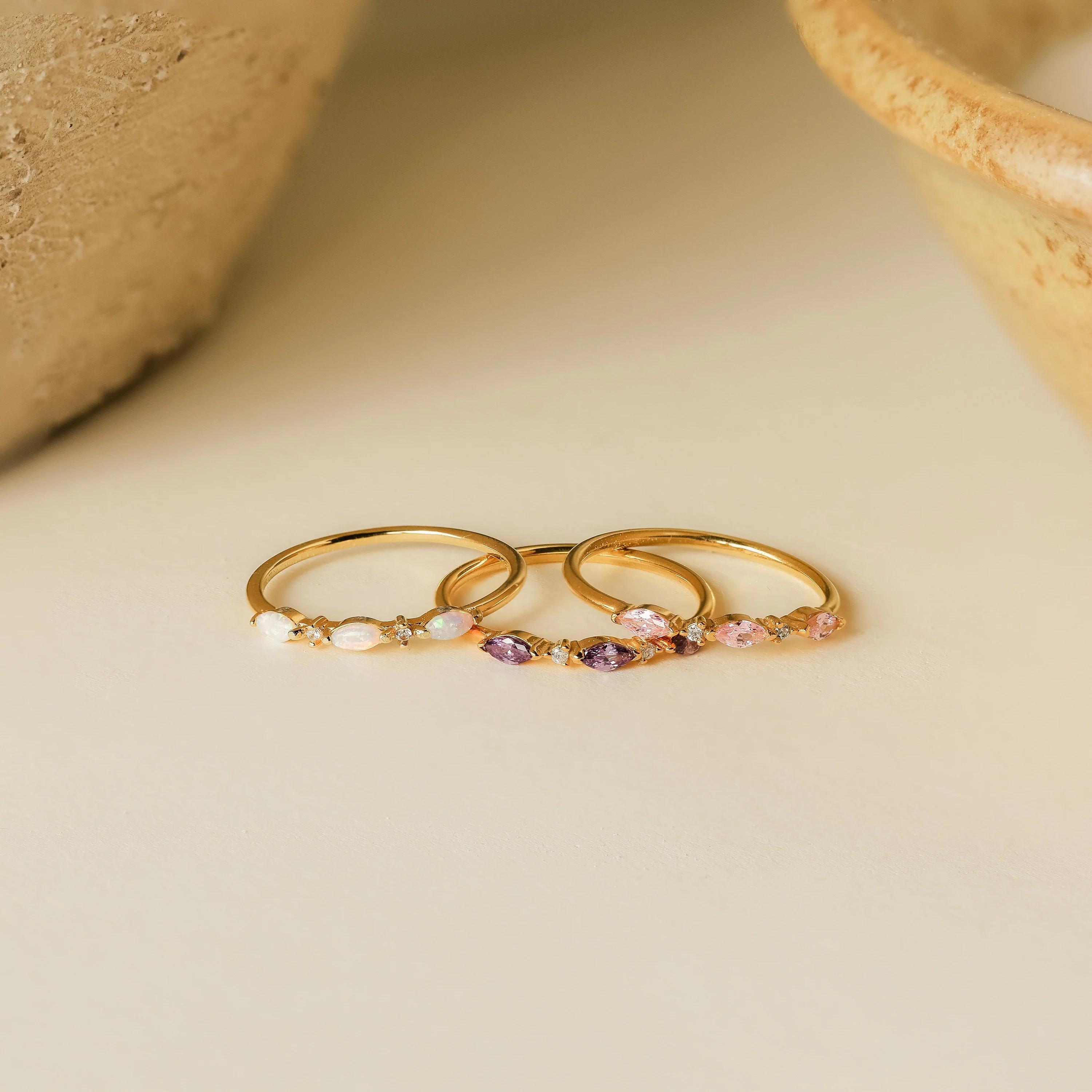 Anillo Triple Marquise Birthstone