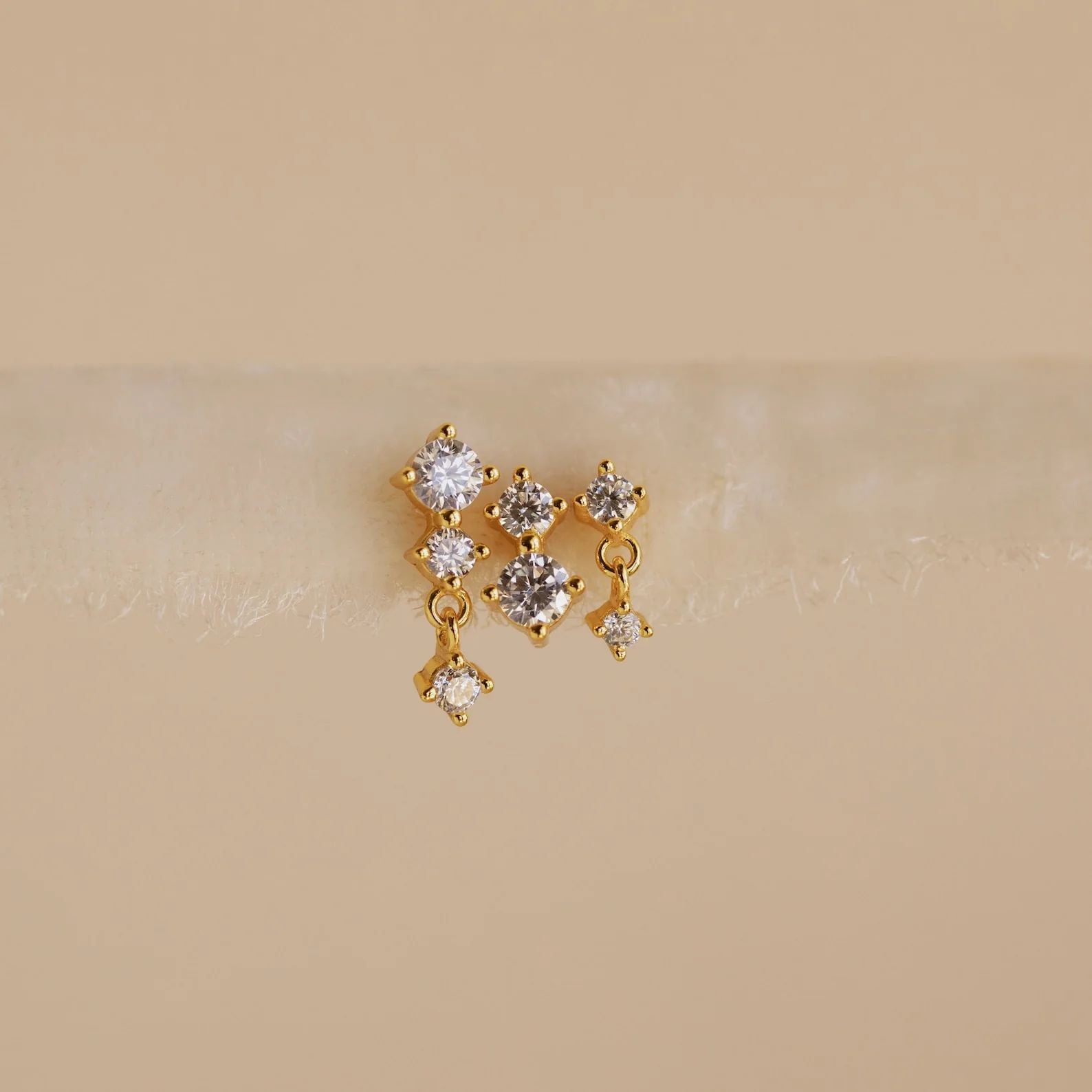 Pendientes Set Triple Diamante Studs