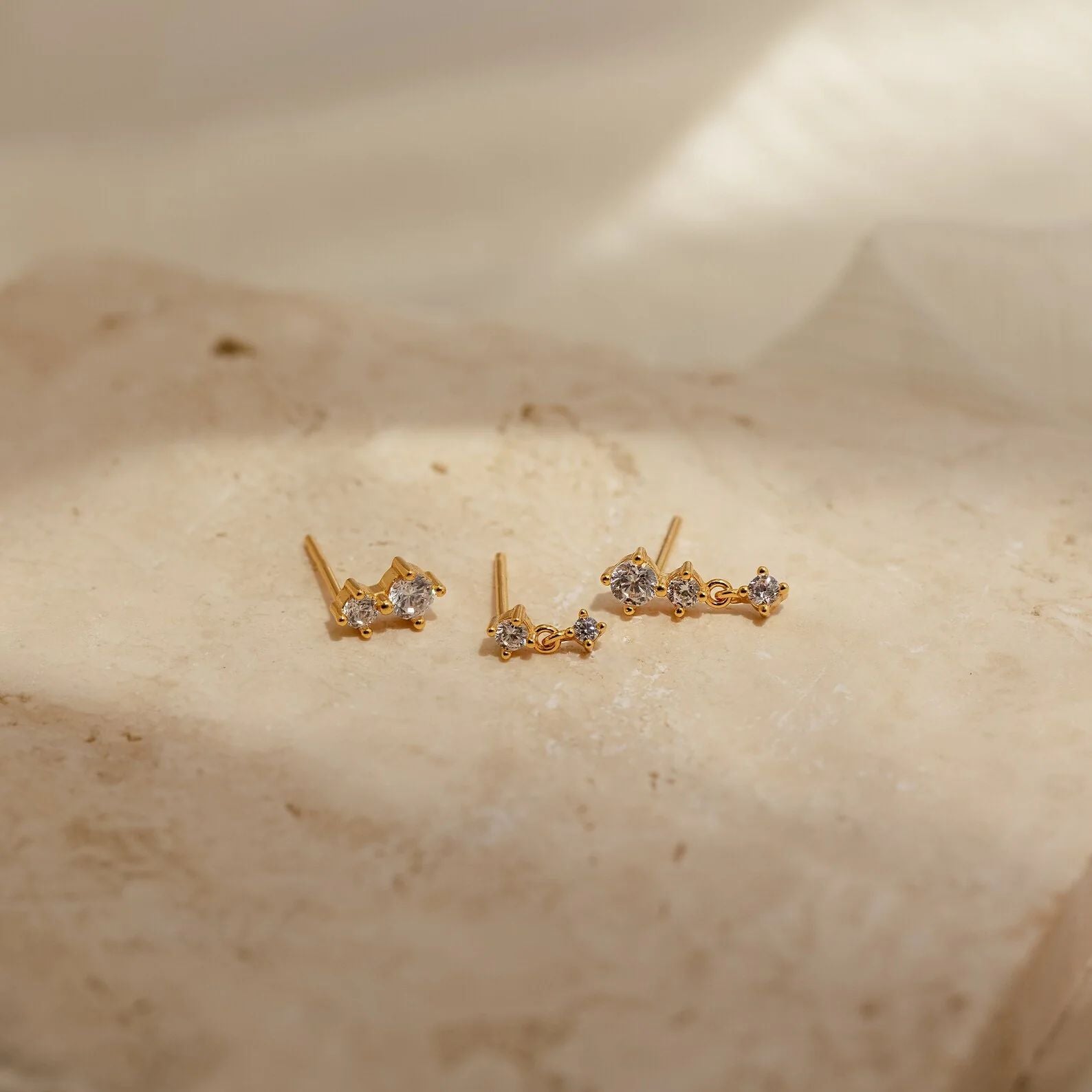 Pendientes Set Triple Diamante Studs