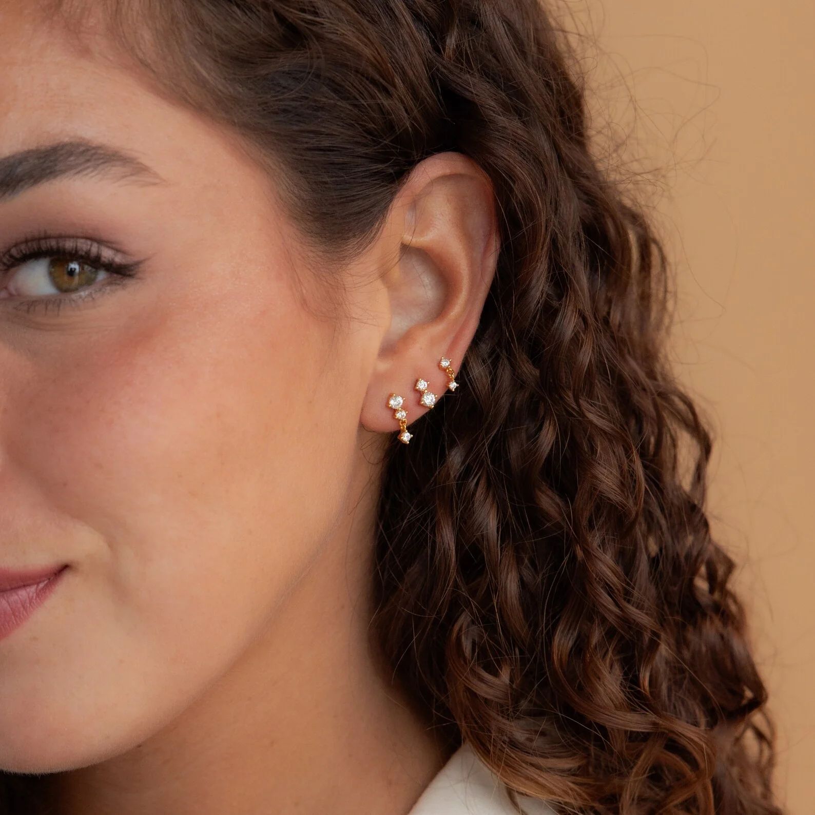 Pendientes Set Triple Diamante Studs
