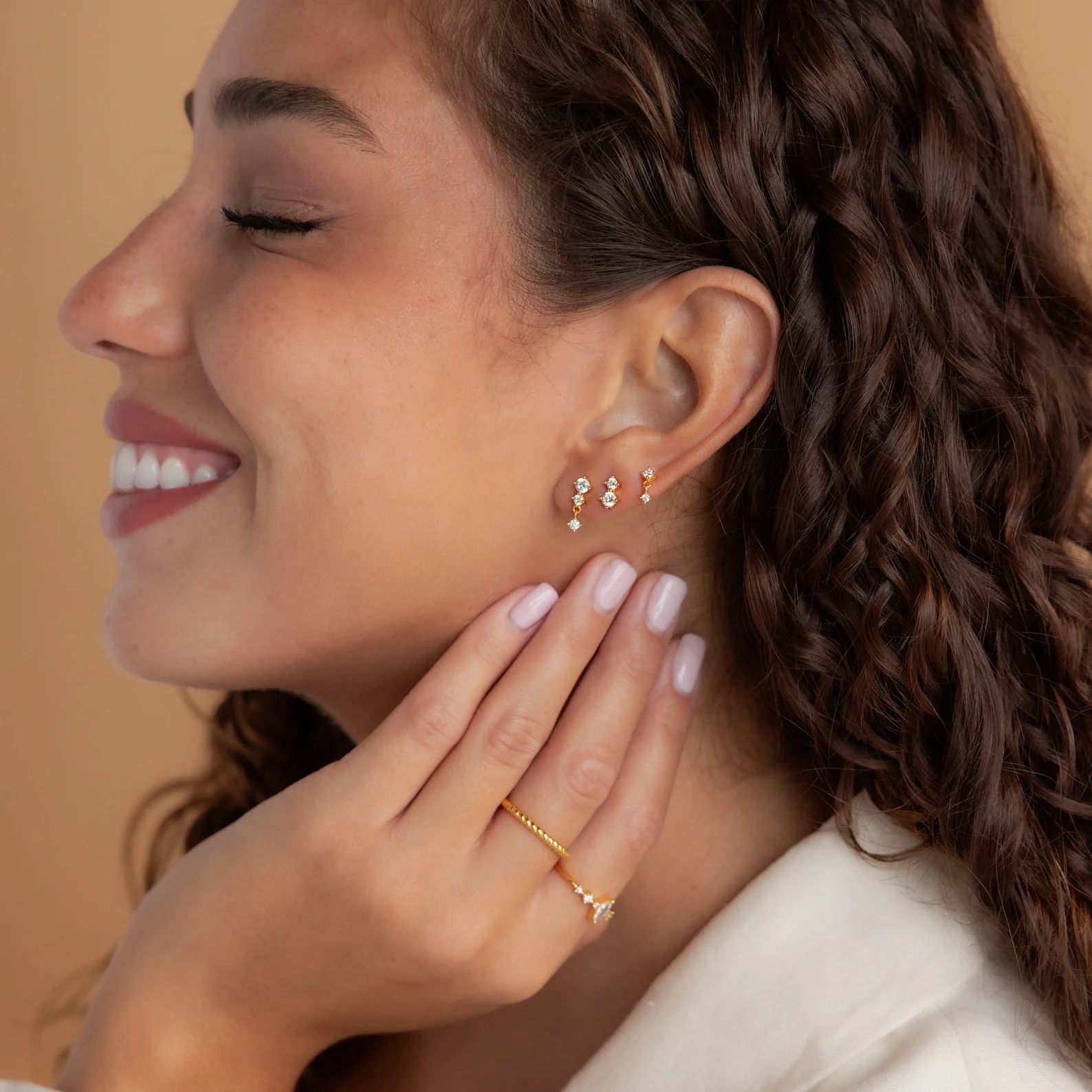 Pendientes Set Triple Diamante Studs