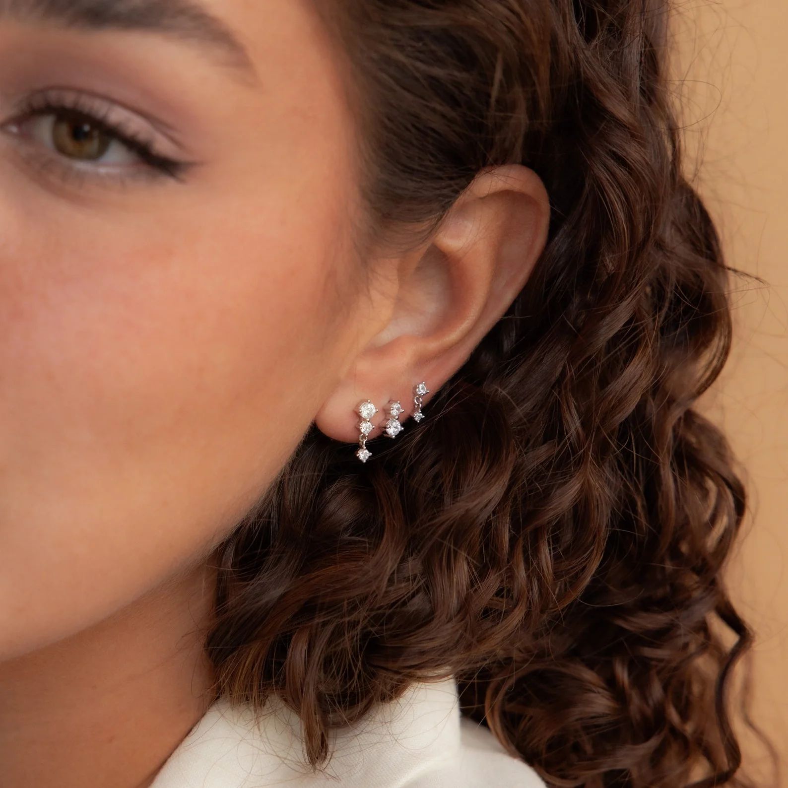 Pendientes Set Triple Diamante Studs
