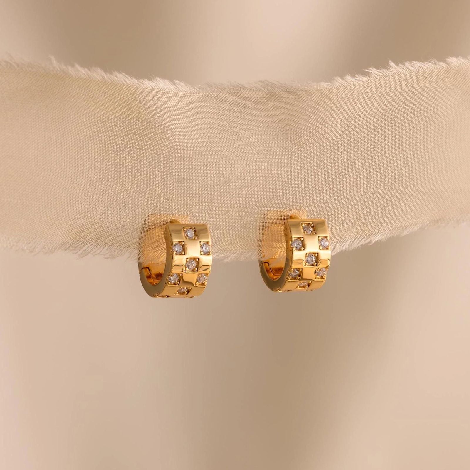 Pendientes Pavé Checkered