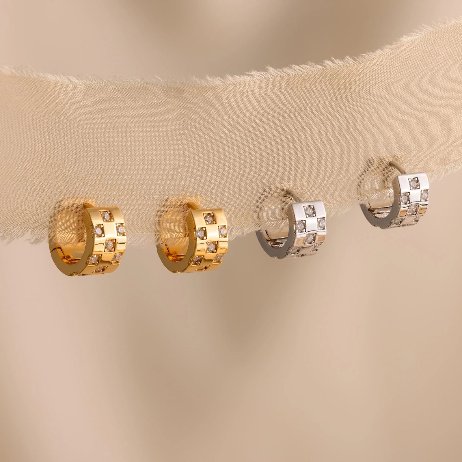 Pendientes Pavé Checkered