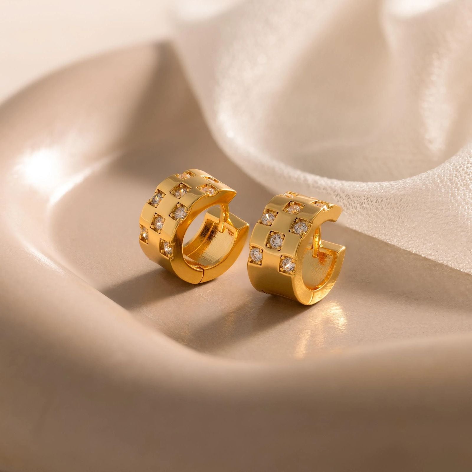 Pendientes Pavé Checkered