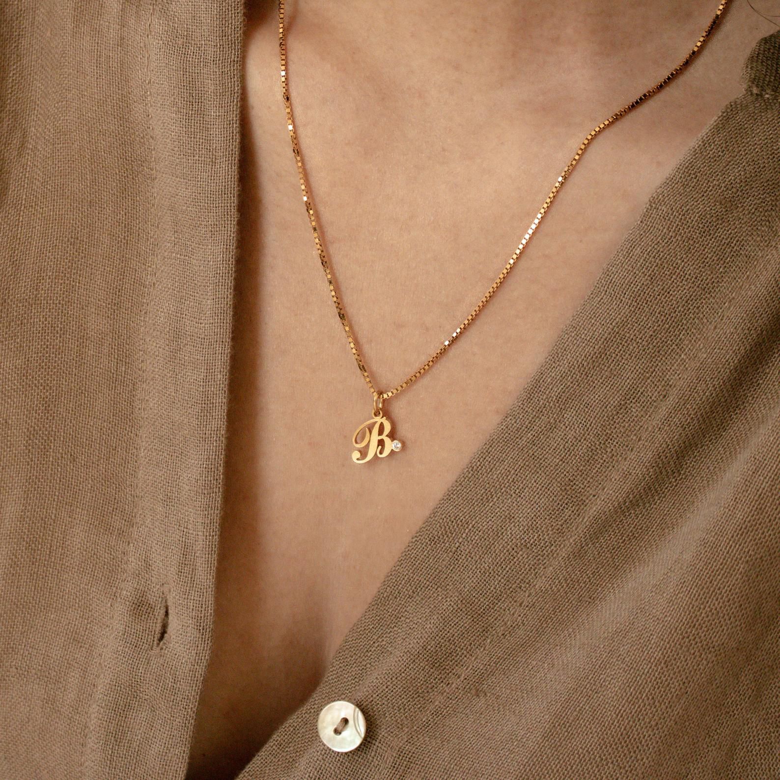 Collar Initial Birthstone