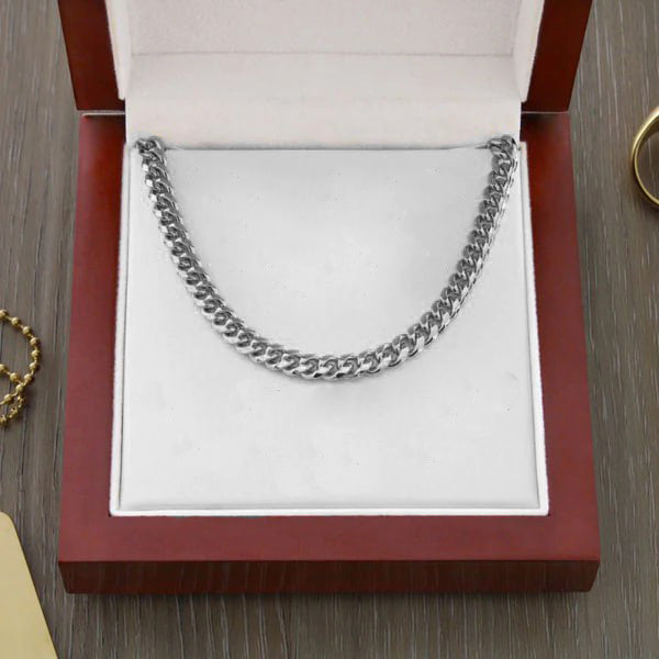 Collar Cuban Style® Plateado para mi Padre (con carta dedicada a escoger)