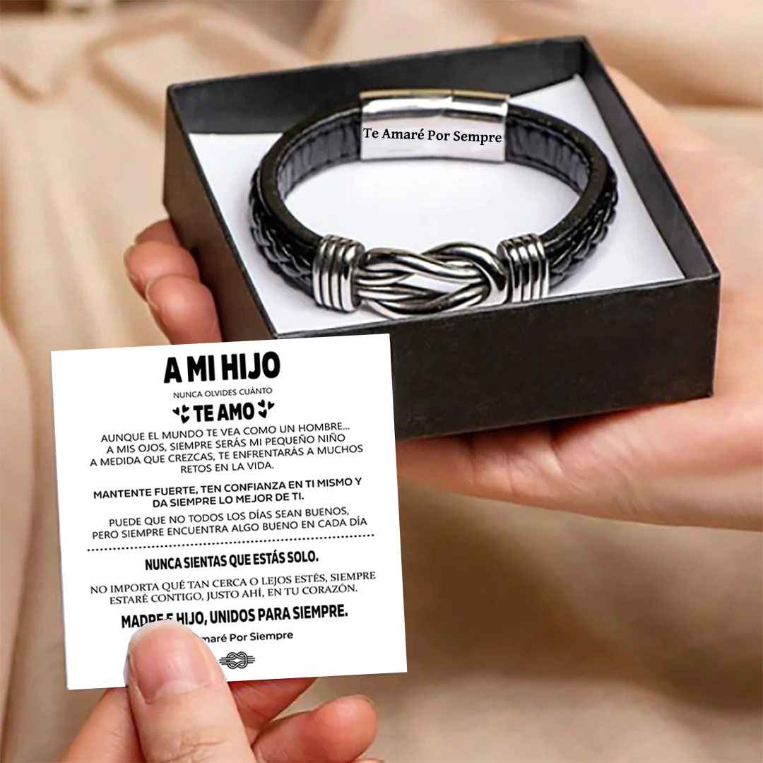 A MI HIJO | UNIDOS PARA SIEMPRE | PULSERA DE CUERO