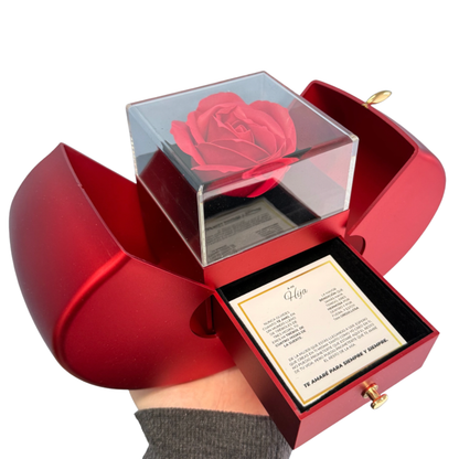 CAJA ESPECIAL CON ROSA ETERNA Y MENSAJE "A MI HIJA"