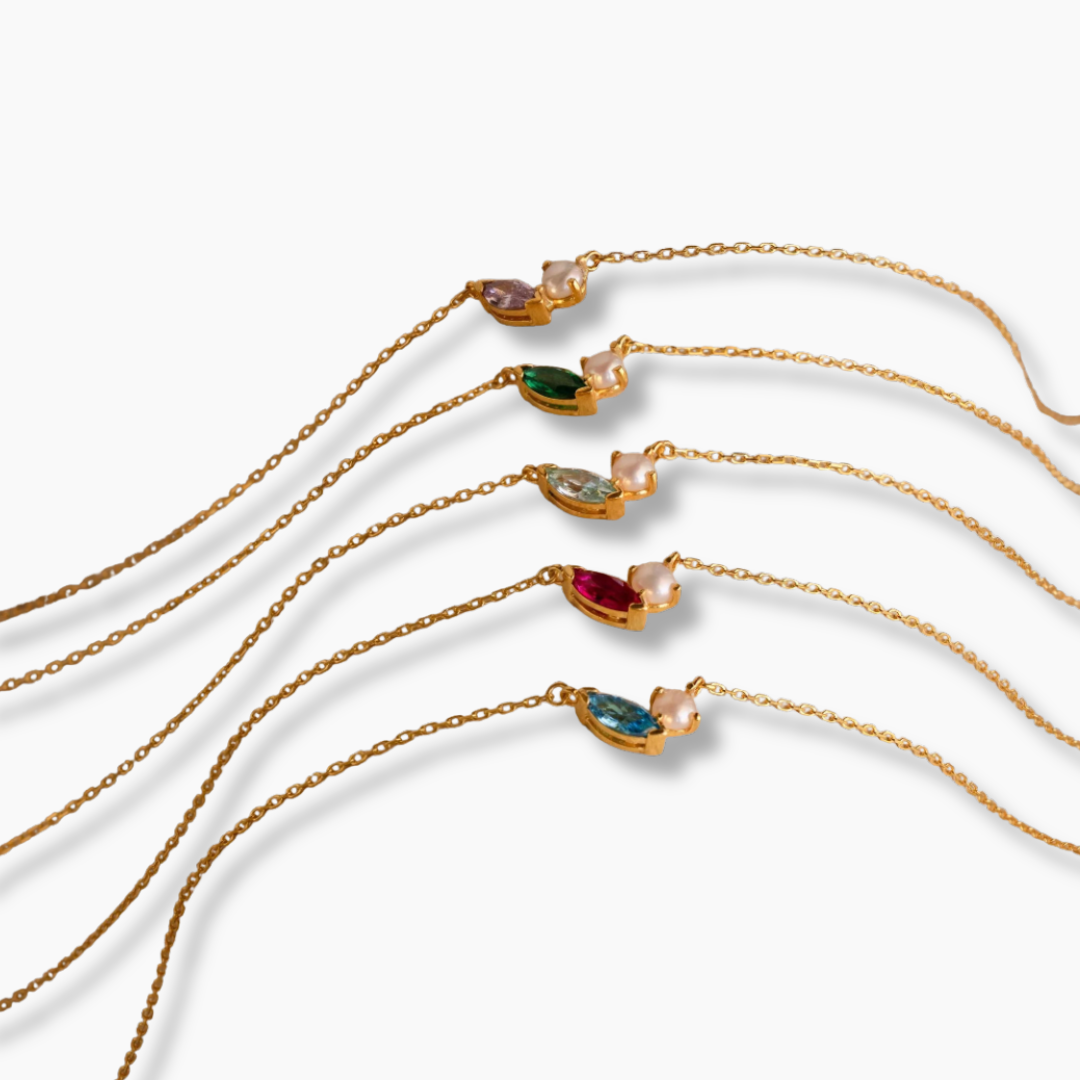 Collar Marquise Birthstone & Pearl
