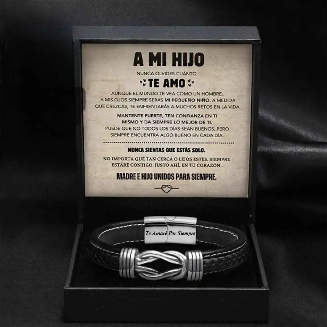 A MI HIJO | UNIDOS PARA SIEMPRE | PULSERA DE CUERO